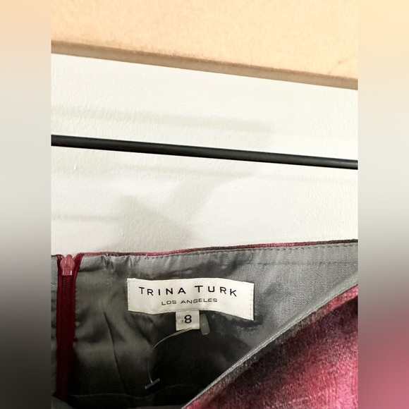 Trina Turk Plaid Strapless Bow Detail Top Purple Size 8 - Picture 4 of 5